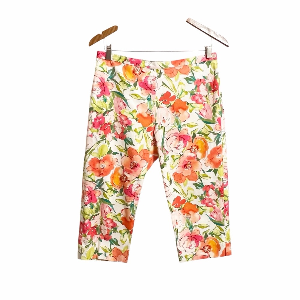 Lauren Ralph Lauren Floral Cottage Capri Crop Pants Womens 8 Petite Multicolor